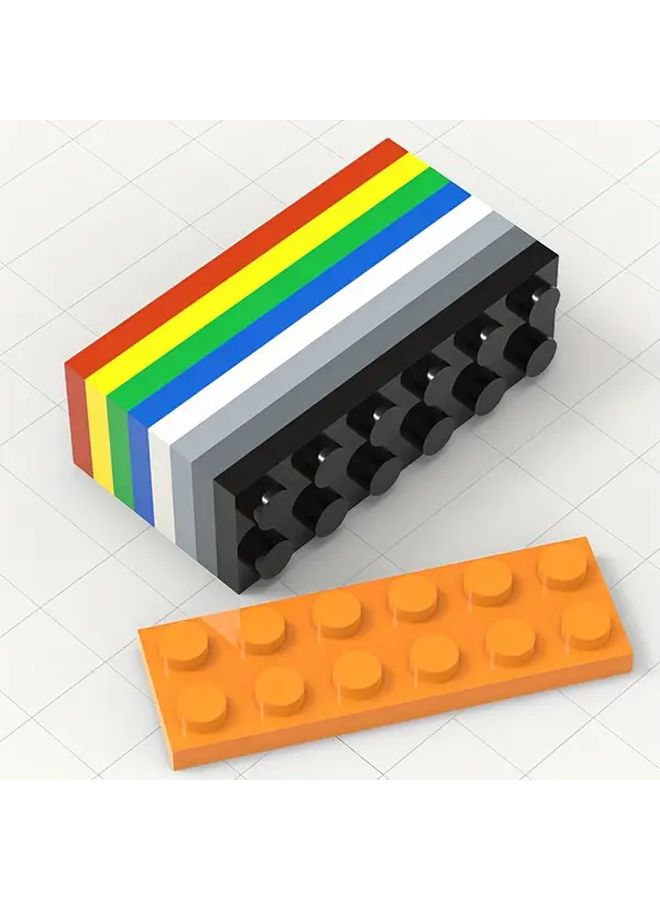 Black ABS Plastic 12pcs 2x6 Low Wall Flat Bricks Building Block Set Compatible Major Brands - Image 4