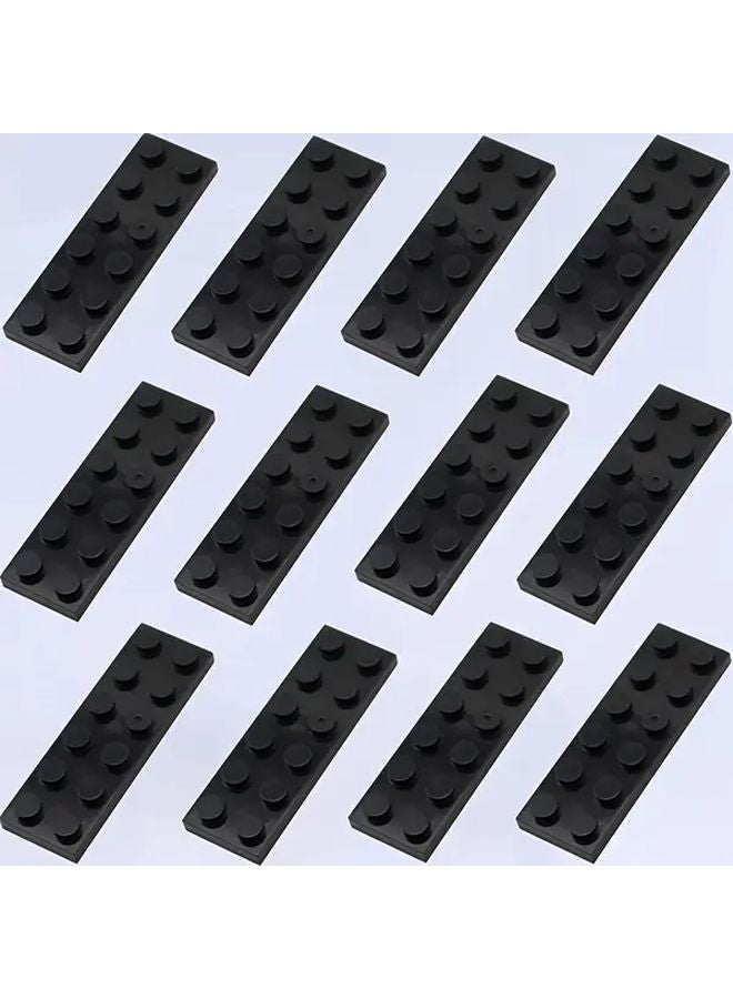 Black ABS Plastic 12pcs 2x6 Low Wall Flat Bricks Building Block Set Compatible Major Brands - Image 1
