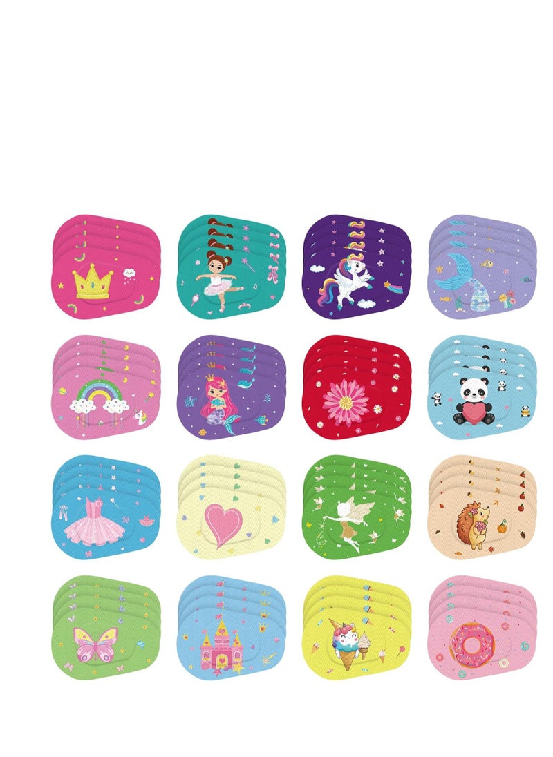 Y&D - Adhesive Eye Patches 64 Pcs Kids Girls Patches Toddler Bulk Patch Fabric Breathable Fun Cute Designs Cotton Bandages For Light Blocking 16 Styles - Image 1