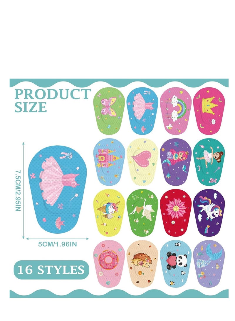 Bluejw Adhesive Eye Patches 64 Pcs Kids Girls Patches Toddler Bulk Patch Fabric Breathable Fun Cute Designs Cotton Bandages For Light Blocking 16 Styles - Image 4