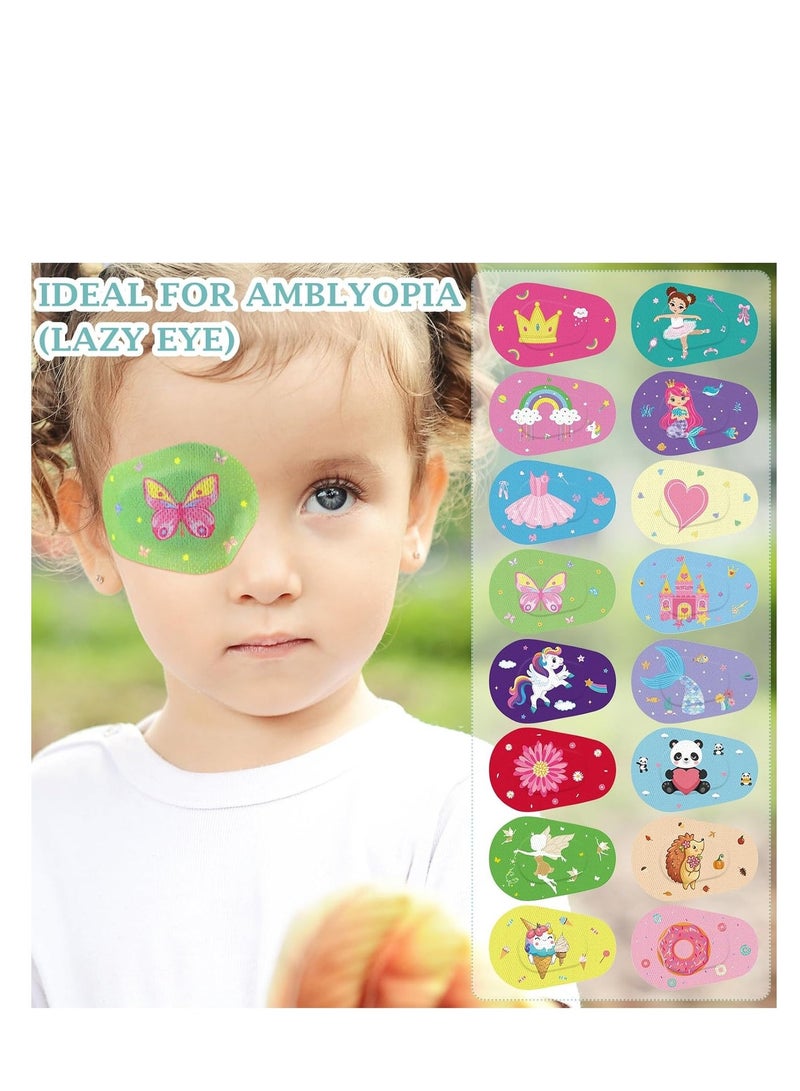 Bluejw Adhesive Eye Patches 64 Pcs Kids Girls Patches Toddler Bulk Patch Fabric Breathable Fun Cute Designs Cotton Bandages For Light Blocking 16 Styles - Image 5