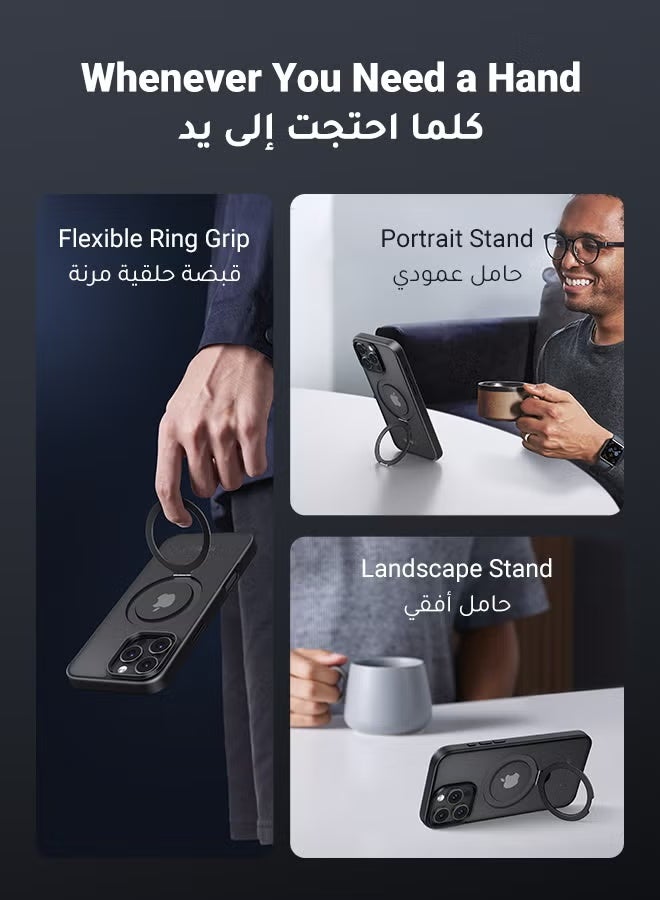 iPhone 15 Pro Max Magsafe Case Kickstand for, Strong Magnetic, Sturdy & Versatile Stand, Never Yellow, Military-Grade Drop Protection, iPhone 15 Pro Magnetic Stand Cover Anti-Fingerprint Anti-Scratch Black - Image 2