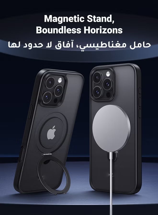 iPhone 15 Pro Max Magsafe Case Kickstand for, Strong Magnetic, Sturdy & Versatile Stand, Never Yellow, Military-Grade Drop Protection, iPhone 15 Pro Magnetic Stand Cover Anti-Fingerprint Anti-Scratch Black - Image 3