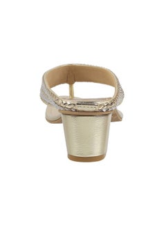 Mochi Mochi Women Gold Block Heel Ethnic Sandal UK/7 EU/40 (40-1)  - Image 4