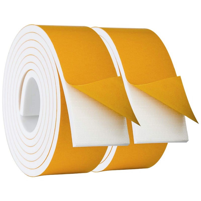 Foam Rubber Seal Tape Closed Cell Adhesive Foam Strips for Window AC Units Soundproof Weather Stripping 2 Wide X 14 Thick 65 Ft X 2 Rolls Total 13 Feet