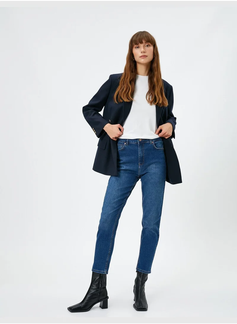 كوتون High Rise Skinny Leg Denim Trousers - Slim Mom Jean