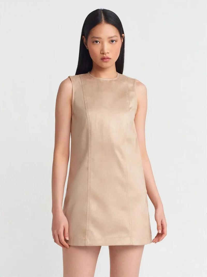Dilvin Dilvin Sleeveless Faux Leather Mini Dress
