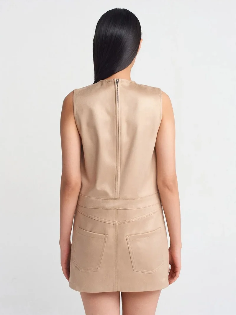 Dilvin Dilvin Sleeveless Faux Leather Mini Dress