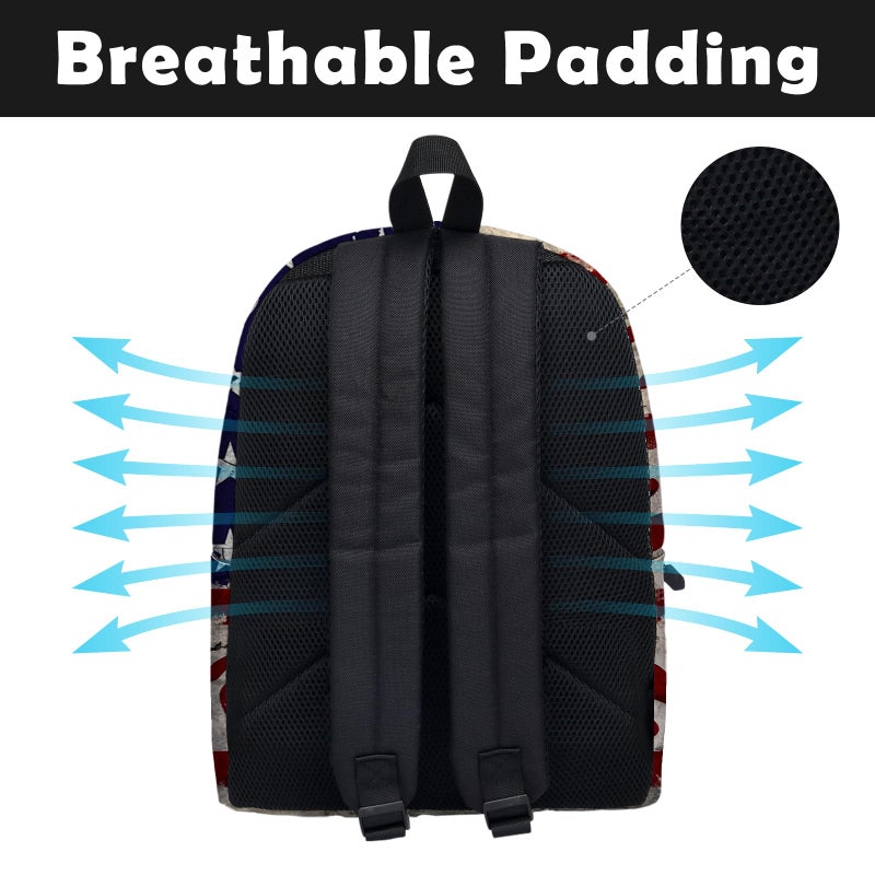 ROVOZAR American Flag Baseball School Backpack for Boys Bookbag, 16 Inch USA Sports Theme Laptop Back Pack for School Travel Hiking Camping - Image 4