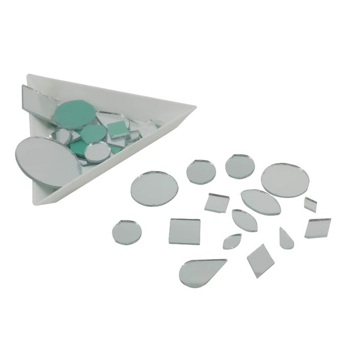 02 TO 05 INCH SIZE SMALL GLASS MIRRORS 700 PIECES MIXED SHAPES SIZES FOR SEWING EMBROIDERY CRAFTS JEWELRY MULTIPURPOSE TRANSPARENT COLOR