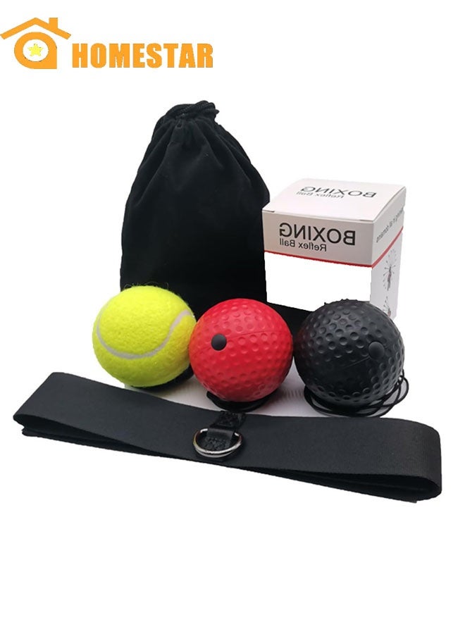 HOMESTAR Boxing Reflex Ball, Fight Ball, Reflex Boxing Equipment, Punching Ball, 3 Difficulty Level Boxing Ball with Headband for Improving Speed Reactions and Hand Eye Coordination - Image 1