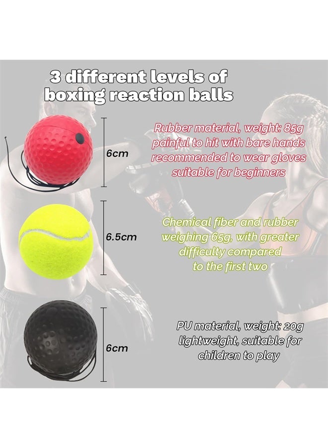 HOMESTAR Boxing Reflex Ball, Fight Ball, Reflex Boxing Equipment, Punching Ball, 3 Difficulty Level Boxing Ball with Headband for Improving Speed Reactions and Hand Eye Coordination - Image 5