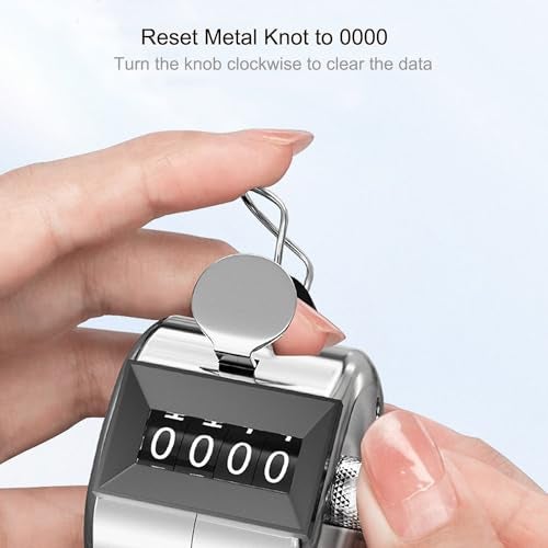 TESEAS Metal Hand Tally Counter Clicker Counter, 2Pack Handheld Pitch Counter Mechanical 4-Digit Number Click Counter, One Hand Clicker Digital Counting for Coaching Knitting People Lap Fishing Golf&Row - Image 4