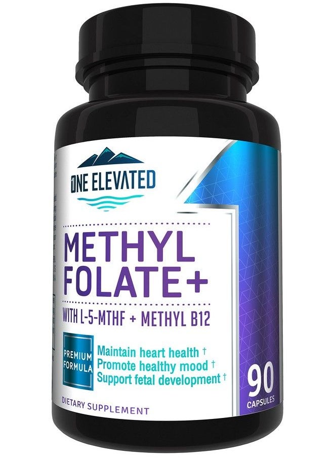 One Elevated - Double Strength & Most Bioactive Methyl Folate Uniquely Formulated With Highest Pharmaceutical Grade Methylcobalamin (B12) Niacin B1 B2 & B6. Works Synergistically For Max Results3 Month Supply - Image 1