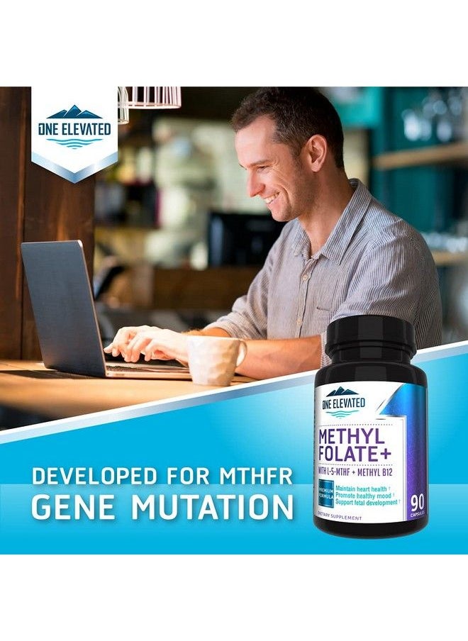 One Elevated - Double Strength & Most Bioactive Methyl Folate Uniquely Formulated With Highest Pharmaceutical Grade Methylcobalamin (B12) Niacin B1 B2 & B6. Works Synergistically For Max Results3 Month Supply - Image 1