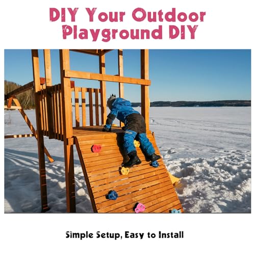 IFOYO Rock Climbing Holds, 20 Large Climbing Rocks for Indoor Outdoor Playground Set for Kids Over 4 Years Support 132lbs 60kg,Bright and Dark Color - Image 3
