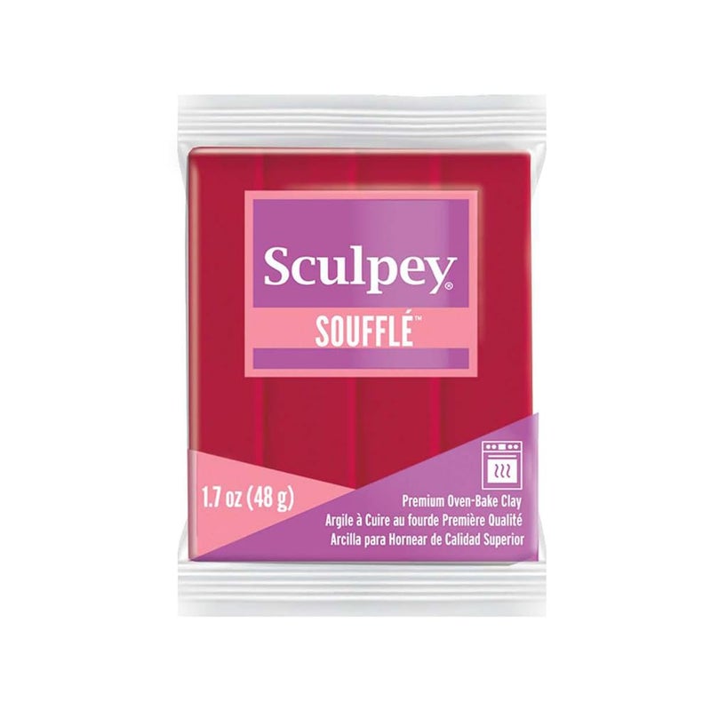 Sculpey Sculpey Souffl Polymer OvenBake Clay Cherry Pie Red Non Toxic 17 oz bar Great for jewelry making holiday DIY mixed media and more Premium lightweight oven bake clay 