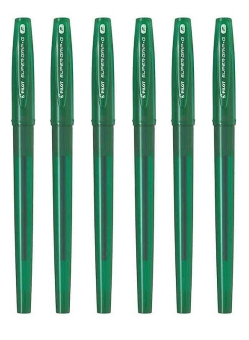 PILOT قلم حبر جاف سوبر جريب 6 قطع طرف رفيع حبر أخضر - Image 1