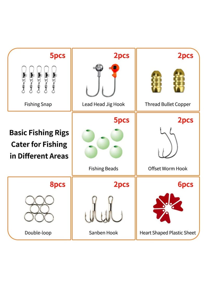SYOSI - Fishing Accessories KASTWAVE 78 Pcs for Freshwater Bait Tackle Kit for Bass Trout Salmon Fishing Accessories Tackle Box Including Spoon Lures Soft Plastic Worms Crankbait Jigs Fishing Hooks - Image 1