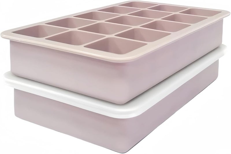 Silicone Ice Cube Tray with 15 Grids - Reusable Square Molds for Drinks, Water, Juice, Jelly (Pink) - Image 1