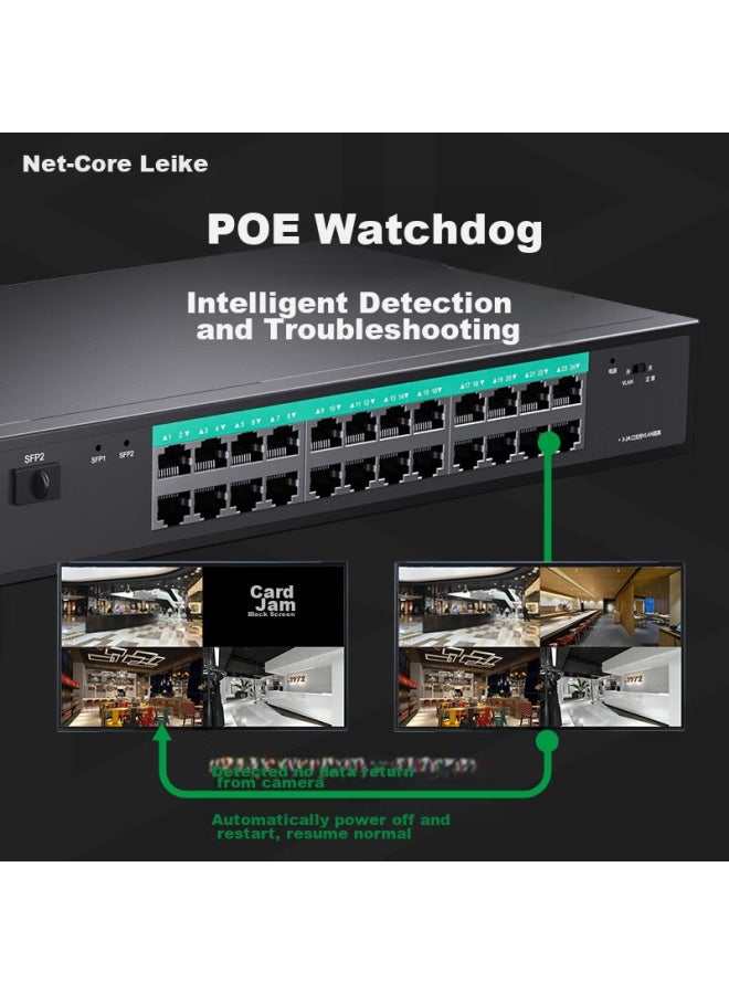 Netcore Sgp 24-port Gigabit Poe Switch + 2 Sfp Ports, Engineering Enterprise-grade Surveillance Camera Network Splitter, Vlan Isolation, Power 320w - Image 2