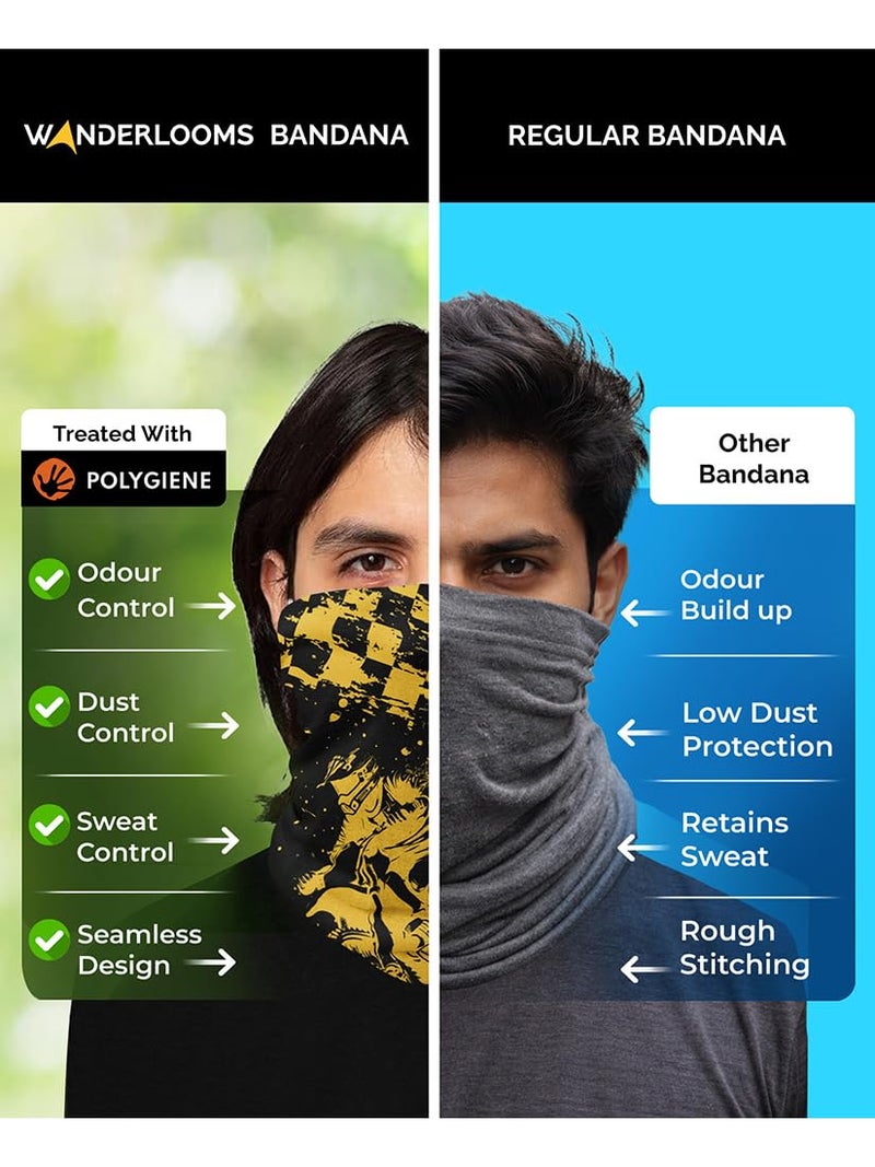 WANDERLOOMS Off-Road Unisex Bandana Mask for Men to Cover Face & Head | Printed Bandana for Men Hair | Multifunctional for Bike Daily Commute, Unisex Free Size - Image 2