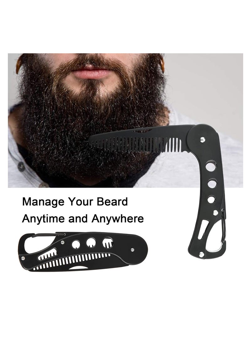 SYOSI Mustache Folding Beard Comb for Men Stainless Steel Metal Portable Wallet Pocket Beard Comb Moustache Brush Straightener Small Travel Comb for Grooming Styling Hair Beard - Image 5
