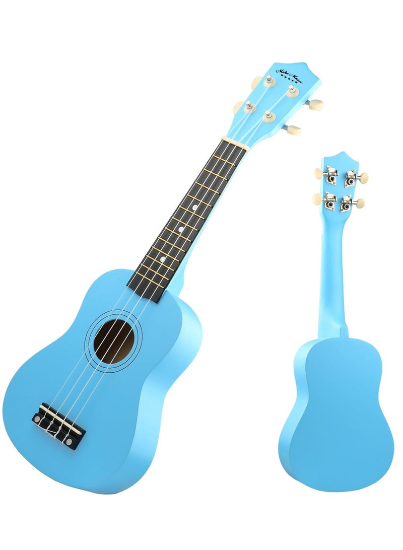 Mike Music Beginner Ukulele Set for Kids Adults 21 inch Ukuleles Starter Kit Hawaii Mini Guitars for Students Small Guitar Ukulele with Gig Bag, Digital Tuner, Capo, Belt, 1 Spare String and Pick (Light Blue)  - Image 3