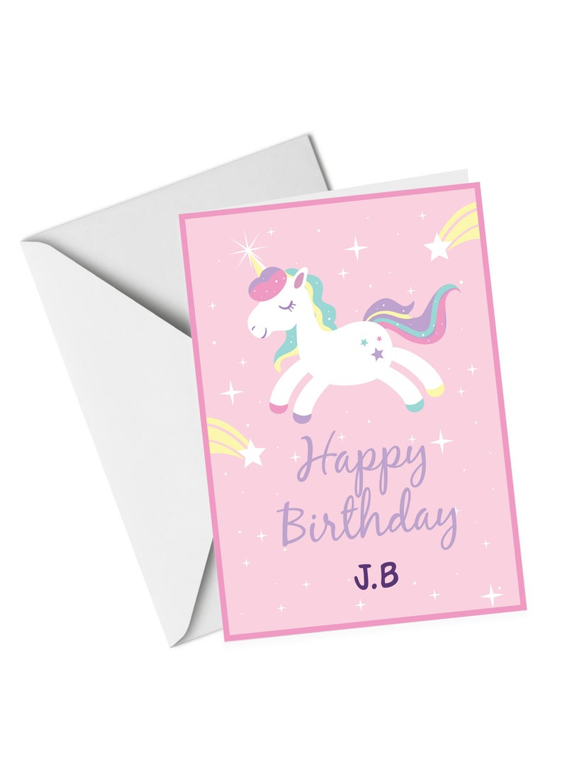 Share the Love A5 Happy Birthday Unicorn Personalised Greeting Card  - Image 2