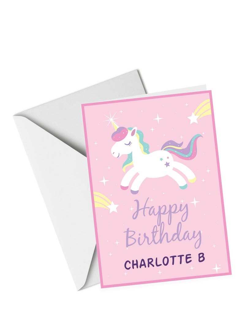 Share the Love A5 Happy Birthday Unicorn Personalised Greeting Card  - Image 3