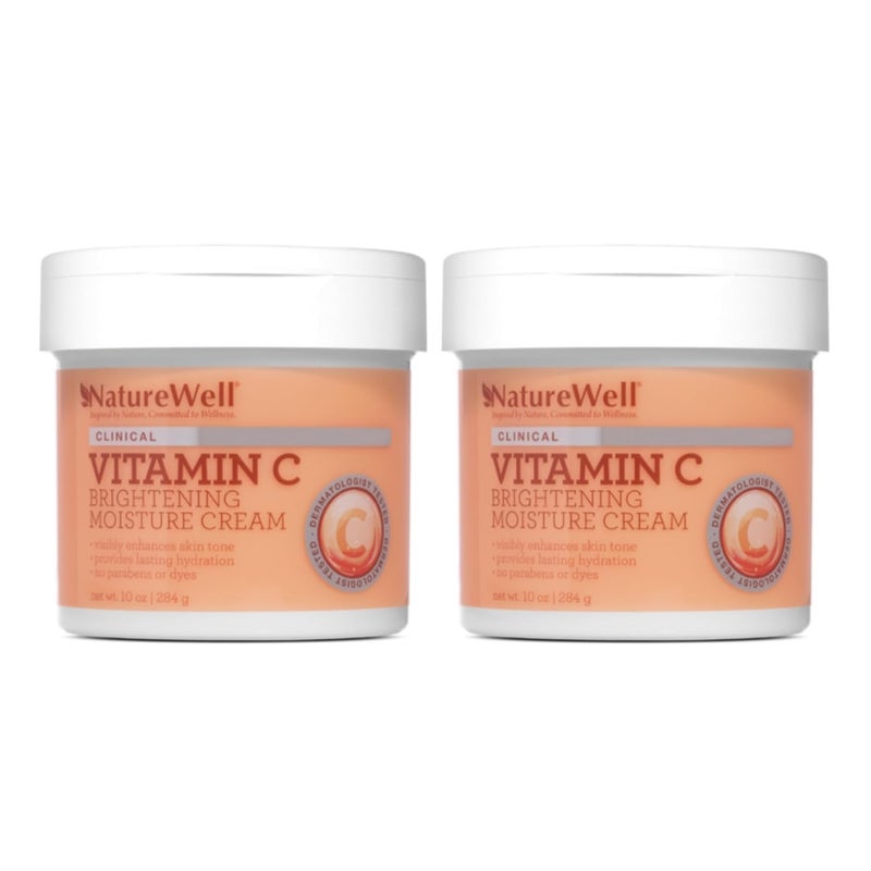 NATURE WELL Clinical Brighten  Hydrate Vitamin C Moisture Cream for Face  Body Revitalizes DullLooking Skin Promotes A Glowing Complexion Helps Visibly Improve Skin Texture 10 Oz Ea Pack of 2