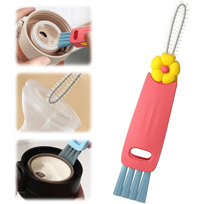Upgraded 3 in 1 Cup Lid Cleaning Brush, 2024 Cup Cleaning Brush Portable Crevice Cleaning Brush Set for Baby Bottle Gap Tight Spaces Cup, Cup Lid Cleaning Brush for Home Use (red) - Image 1