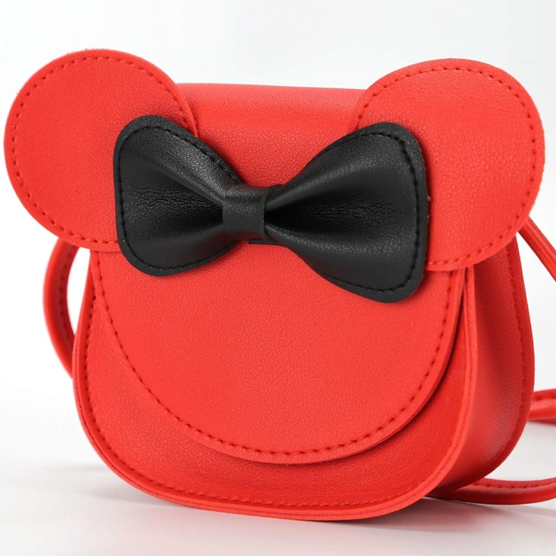 QiMing Little Mouse Ear Bow Crossbody Purse,PU Shoulder Handbag for Kids Girls Toddlers - Image 2
