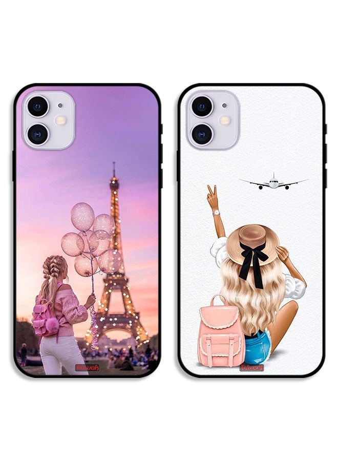 Tolwak Two Cases For Apple iPhone 11 Protective Covers Travel Girl - Image 1