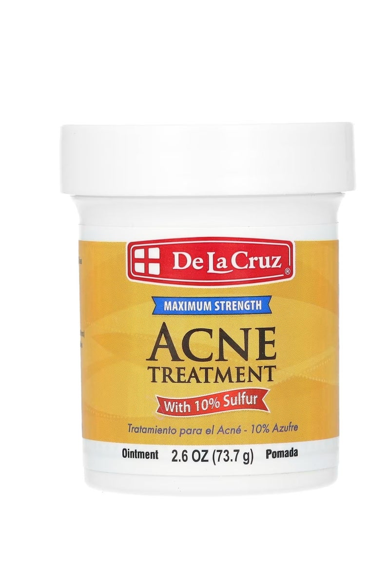 دي لا كروز مرهم علاج حب الشباب مع 10% كبريتات، للفعالية القصوى، 2.6 أونصة (73.7 جم) - Image 1