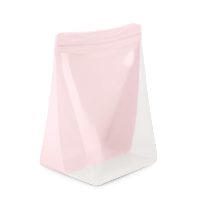 PORTER SILICONE REUSABLE STORAGE BAG SANDWICH 36OZ STANDUP BLUSH FOOD STORAGE CONTAINER MICROWAVE AND DISHWASHER SAFE EASY CLEANING