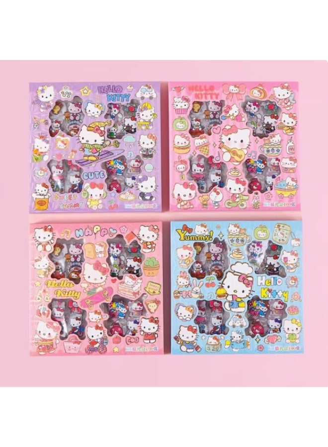 هالو كيتي مجموعة ملصقات سانريو هالو كيتي، 100 ورقة، مجموعة ملصقات فينيلية زخرفية برسومات كرتونية - Image 1
