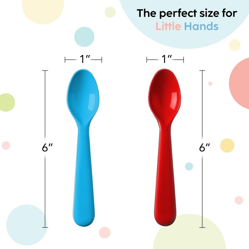 Plaskidy Plastic Toddler Spoons - Set Of 16 Kids Spoons Bpa Free/Dishwasher Safe Toddler Utensils Set Brightly Colored Kid Spoons Flatware Set Great For Kids And Toddlers Spoon - Image 3