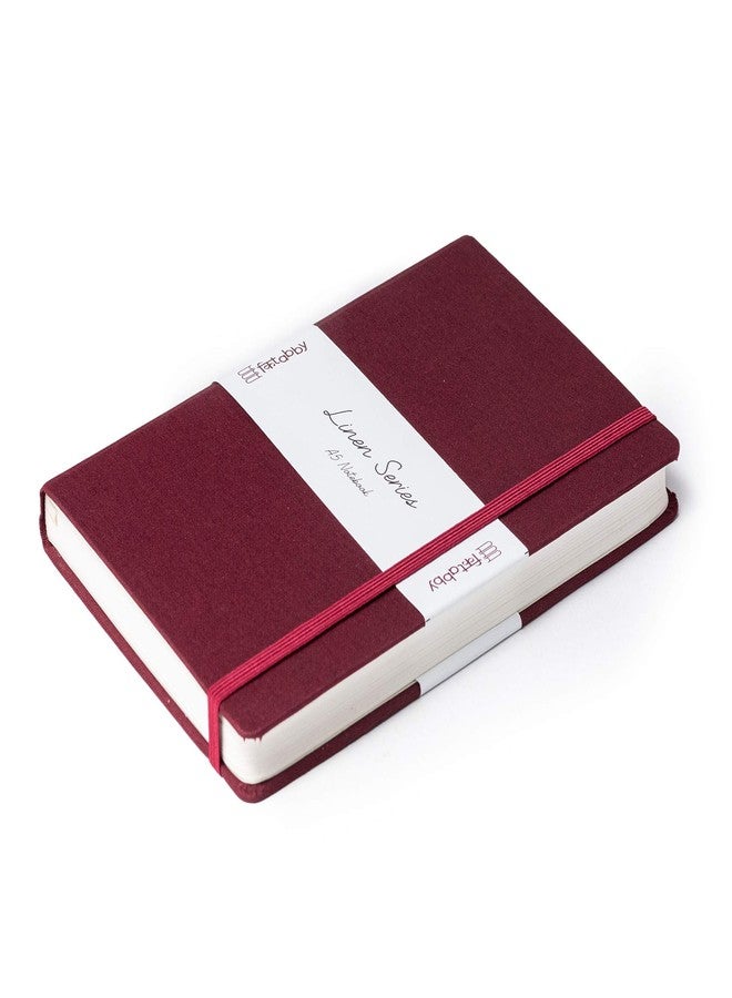 Kitabby – Linen Series – A5 Size Hard Bound Notebook with Pen, Elastic Band and Back Pocket – 192 Pages – 80gsm Natural Shade Paper – Linen Fabric Cover Material – Maroon - Image 2