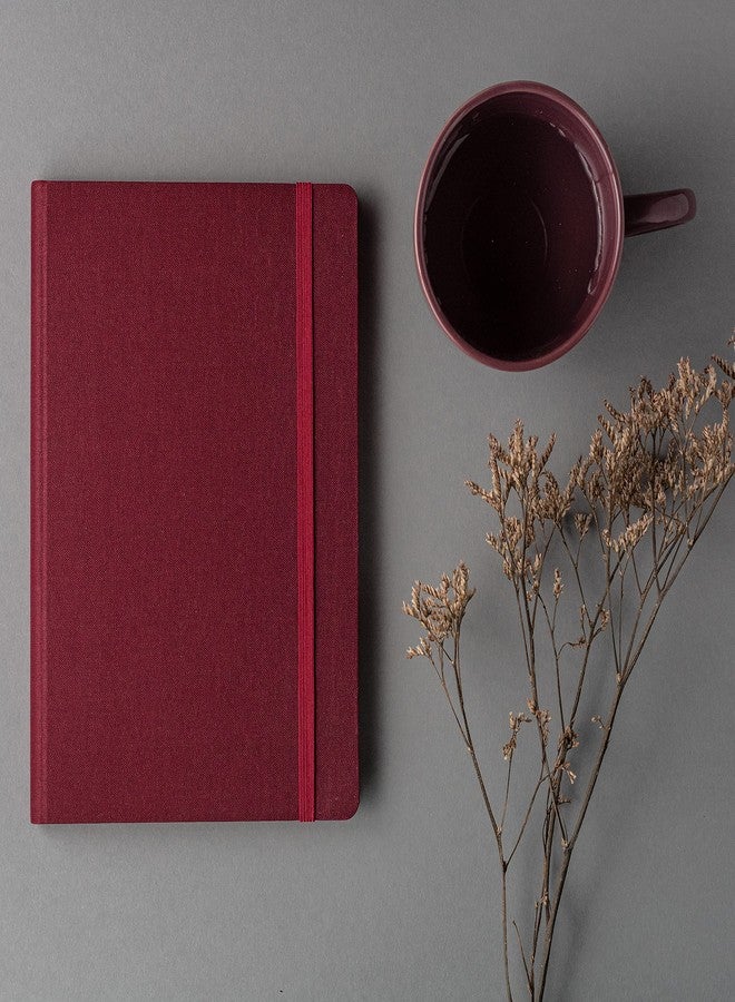 Kitabby – Linen Series – A5 Size Hard Bound Notebook with Pen, Elastic Band and Back Pocket – 192 Pages – 80gsm Natural Shade Paper – Linen Fabric Cover Material – Maroon - Image 3