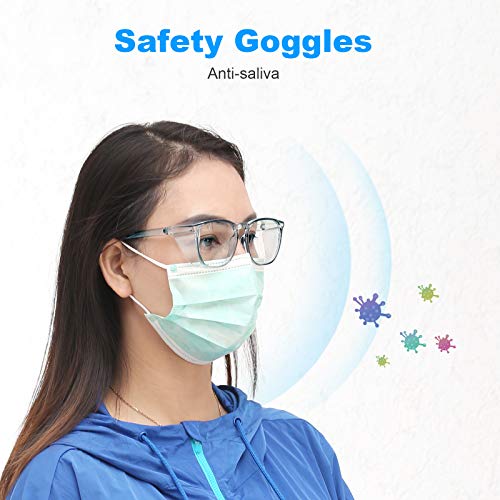 Lasmex Stylish Safety Glasses Goggles for Women Girls Anti-fog Glasses Protective Eyewear Clear Glasses - 2 Pack Blue +Tortoise - Image 2