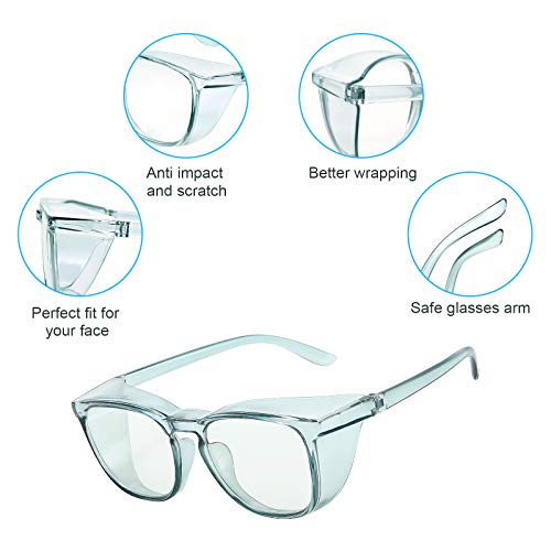 Lasmex Stylish Safety Glasses Goggles for Women Girls Anti-fog Glasses Protective Eyewear Clear Glasses - 2 Pack Blue +Tortoise - Image 5