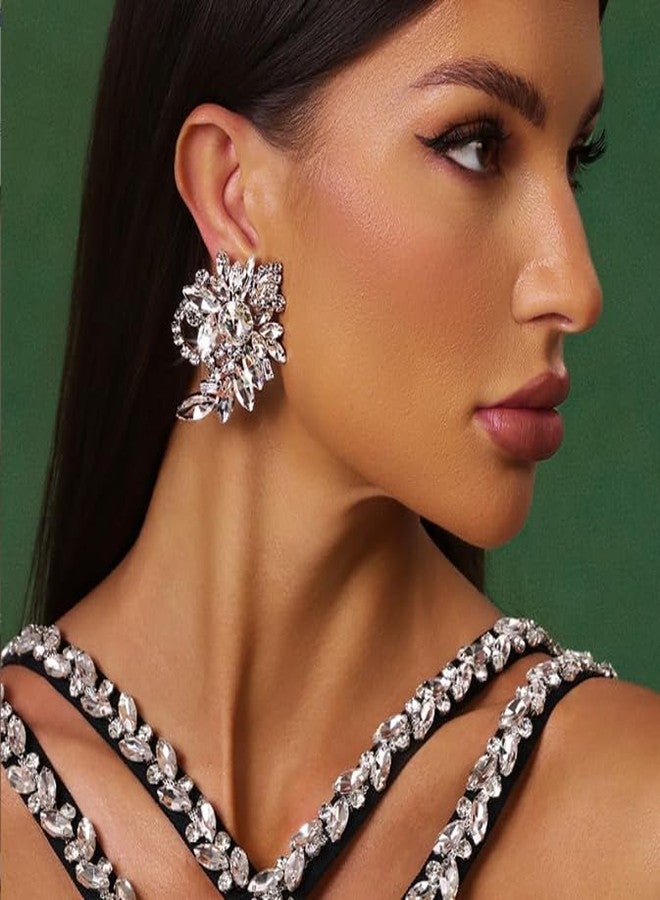 سيثر أقراط مرصعة بأحجار الراين للنساء، أقراط كريستالية كبيرة متدلية، مجوهرات مثالية لحفلات التخرج والهالوين والكريسماس، هدية رائعة - Image 3