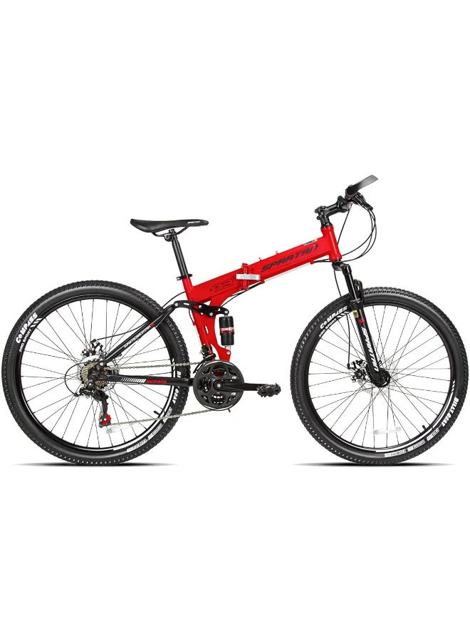 Spartan Alpha Dual Folding Bike | 26 Inch Wheel Size | 21 Speed Transmission | Red Color  - Image 2