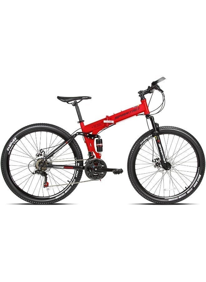 Spartan Alpha Dual Folding Bike | 26 Inch Wheel Size | 21 Speed Transmission | Red Color - Image 2