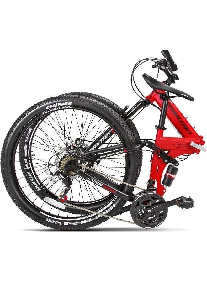 Spartan Alpha Dual Folding Bike | 26 Inch Wheel Size | 21 Speed Transmission | Red Color - Image 3