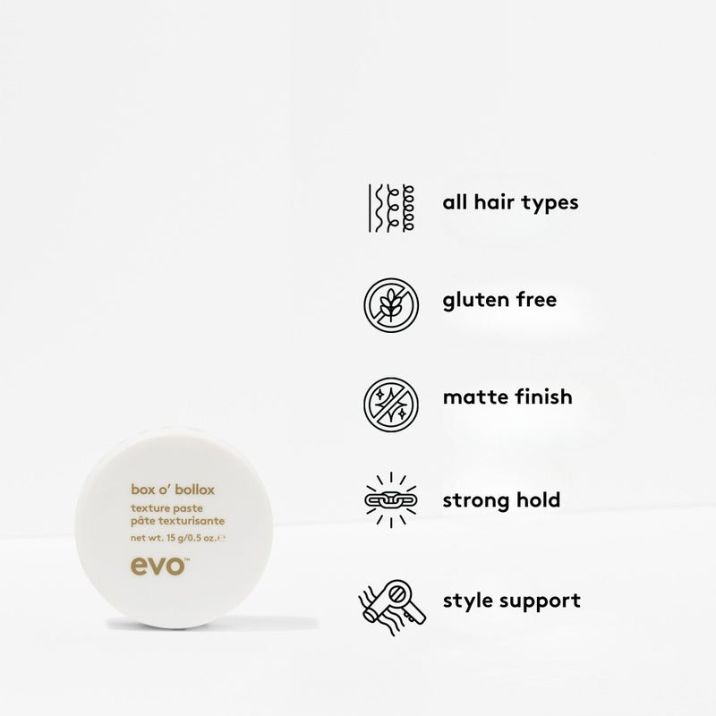 EVO Box O' Bollox Texture Paste - Travel Size Extra Strong Hold Texture Paste For Definition, Texture, Style Control & Super Matte Finish - 0.5oz - Image 5