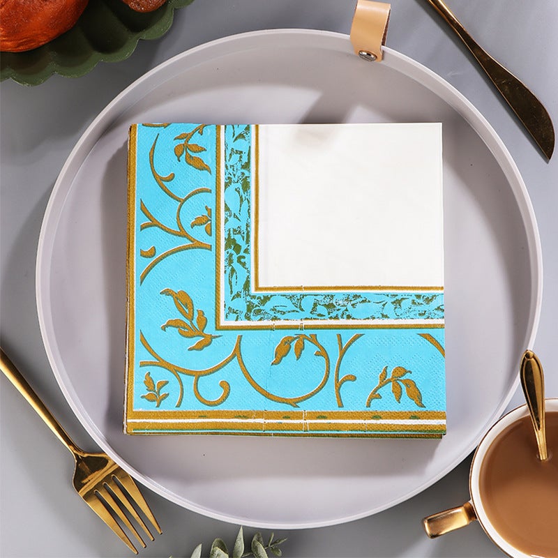 Supply Spot New Leaves Color Printing Napkin Paper Towel Western Restaurant Bakery For Facial Tissue - Image 1