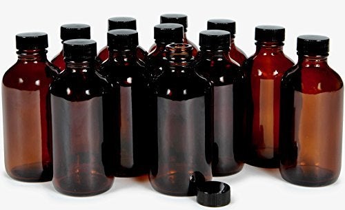 Vivaplex, 12, Amber, 4 oz Glass Bottles, with Lids - Image 3