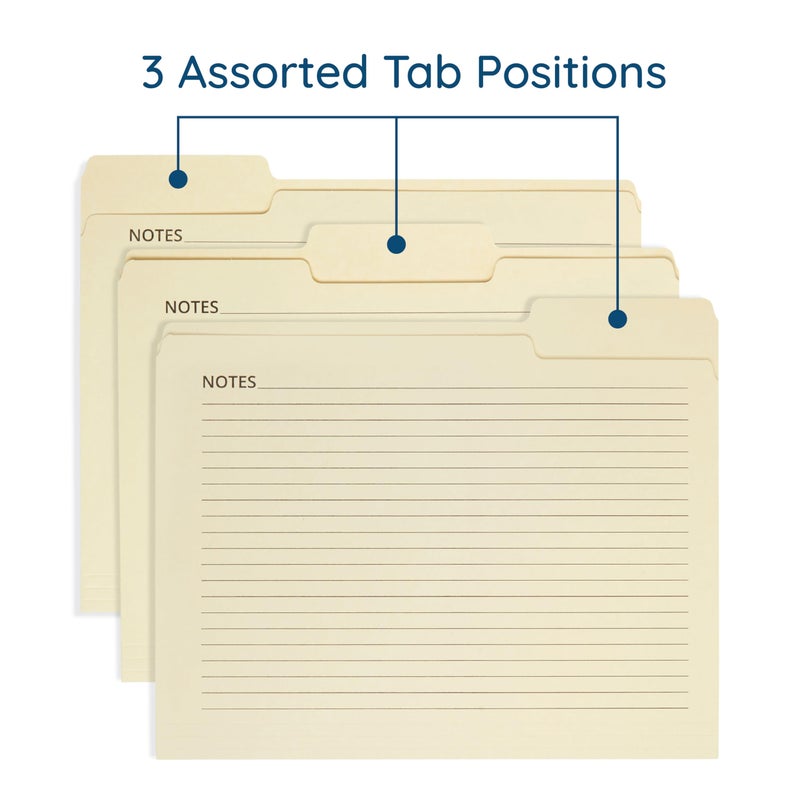 Blue Summit Supplies 25 Blue Summit Supplies Manilla Folders, 8.5" x 11", Letter Size, 1/3 Cut Tab, with Notes, Great for Organizing and Easy File Storage, 25 Pack - Image 5
